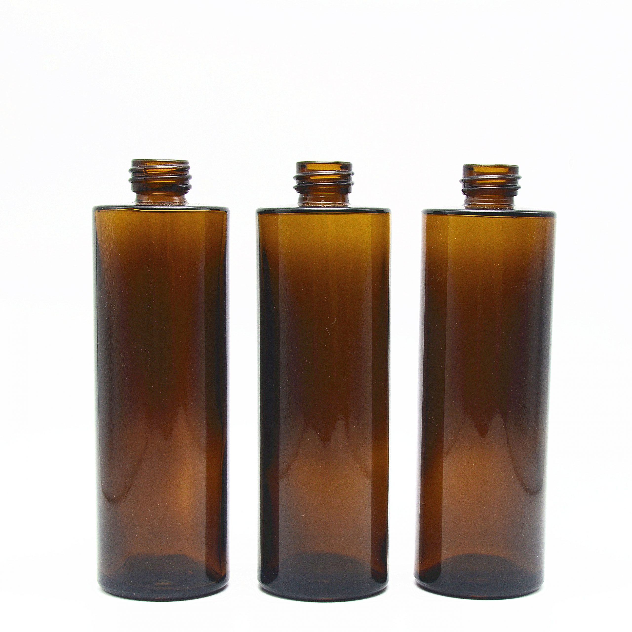 Amber Flat Shoulder Glass Bottle   RT Packaging